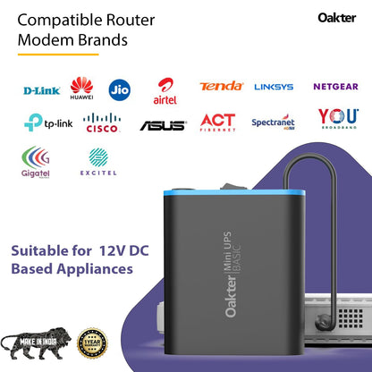 Oakter Mini UPS Basic for WiFi Router – 3 Hours Backup