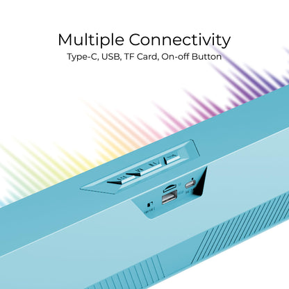 RD SP-50 Wave Wireless Soundbar, Bluetooth V5.2 Connectivity, 15 Watts 2.0 Sounding of Functions 2X Extra Bass Speaker, Support BT/USB/TF/SD Card/FM/AUX, 7 Hours Playback Time (Cyan) - Itsmygadgets