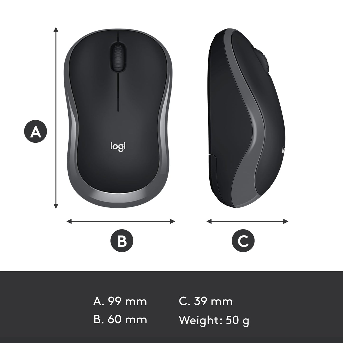 Logitech M186 Wireless Mouse, 2.4GHz with USB Mini Receiver, 12-Month Battery Life, 1000 DPI Optical Tracking, Ambidextrous, Compatible with PC, Mac, Laptop - Itsmygadgets