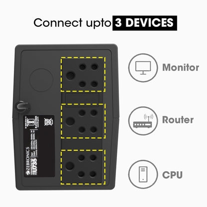 ZEBRONICS U735 600VA/360W Microcontroller Based UPS for Office Computers | Home PC with Auto Restart, Generator Compatible, Boost & Buck AVR, Built-in Protection, (Not for Routers) - Itsmygadgets