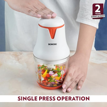 Borosil Chef Delite 260 Watts Electric Chopper for Kitchen | 600 ml 'chop-n-store' Plastic Bowl - Itsmygadgets