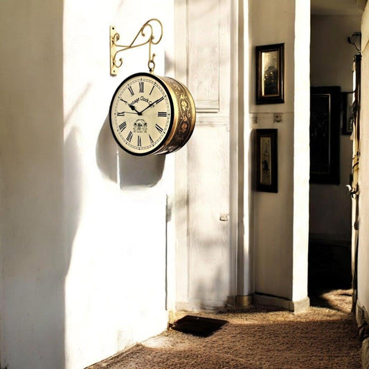 Vintage Clock Double Side (Railway Style)Analog Clock With Brass Finish & 1 Year Warranty - Itsmygadgets