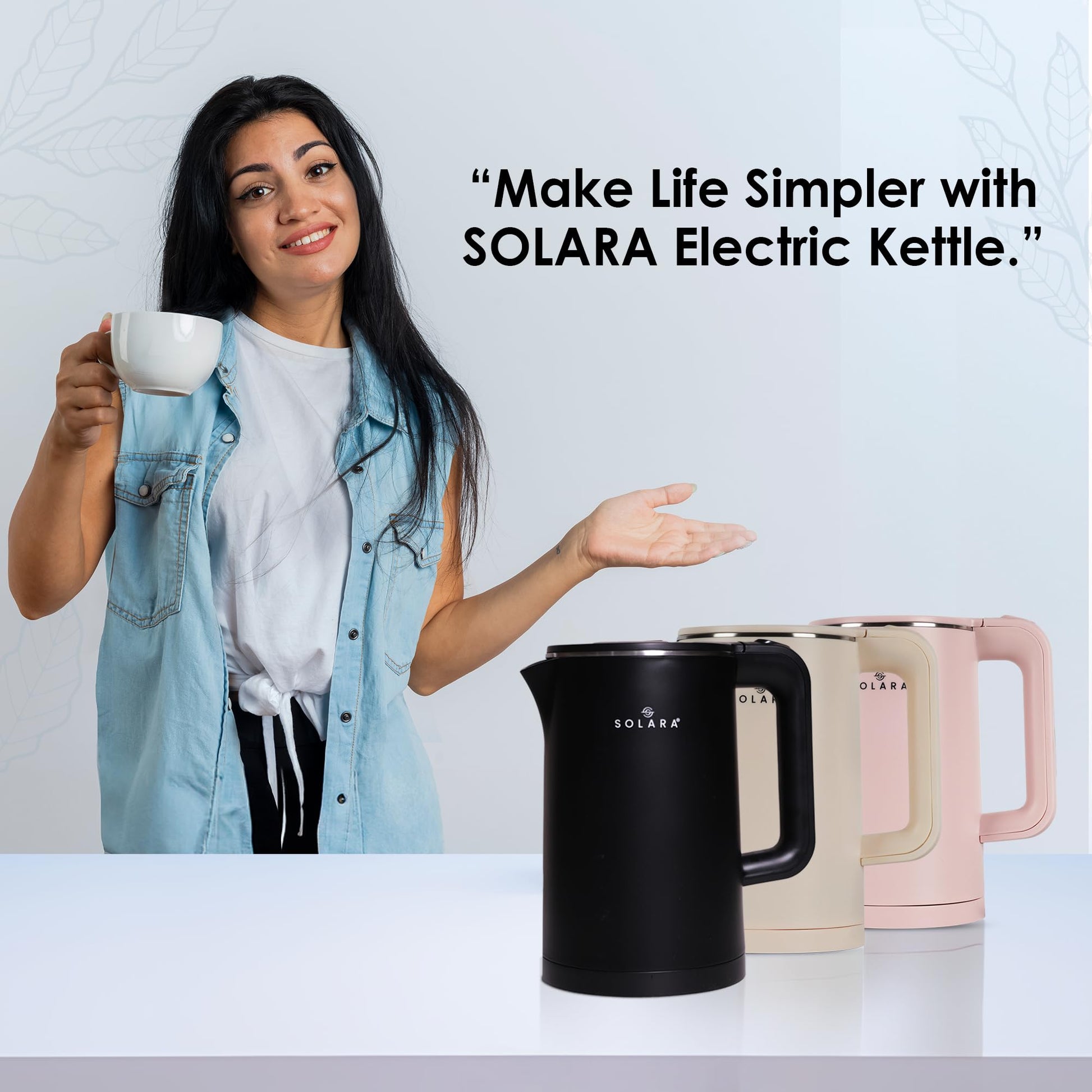 SOLARA Premium Electric Kettle Xtra Large, 1500 Watt, 1.8L Double Wall 100% Stainless Steel - Itsmygadgets