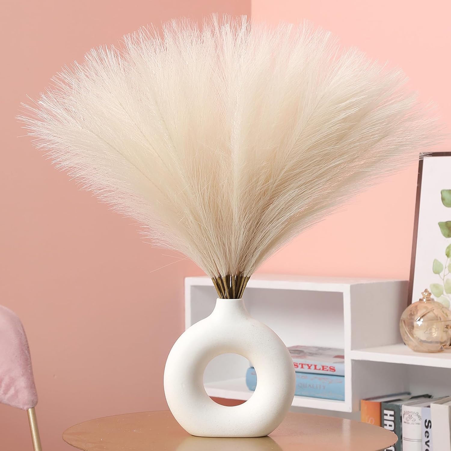 CURATED CART 2 Pcs Faux Pampas Grass - 24 inch Artificial Fluffy Flowers for Home Decor - Itsmygadgets