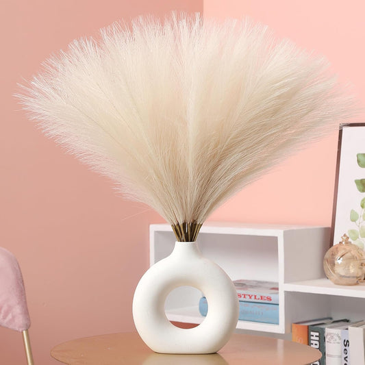 CURATED CART 2 Pcs Faux Pampas Grass - 24 inch Artificial Fluffy Flowers for Home Decor - Itsmygadgets