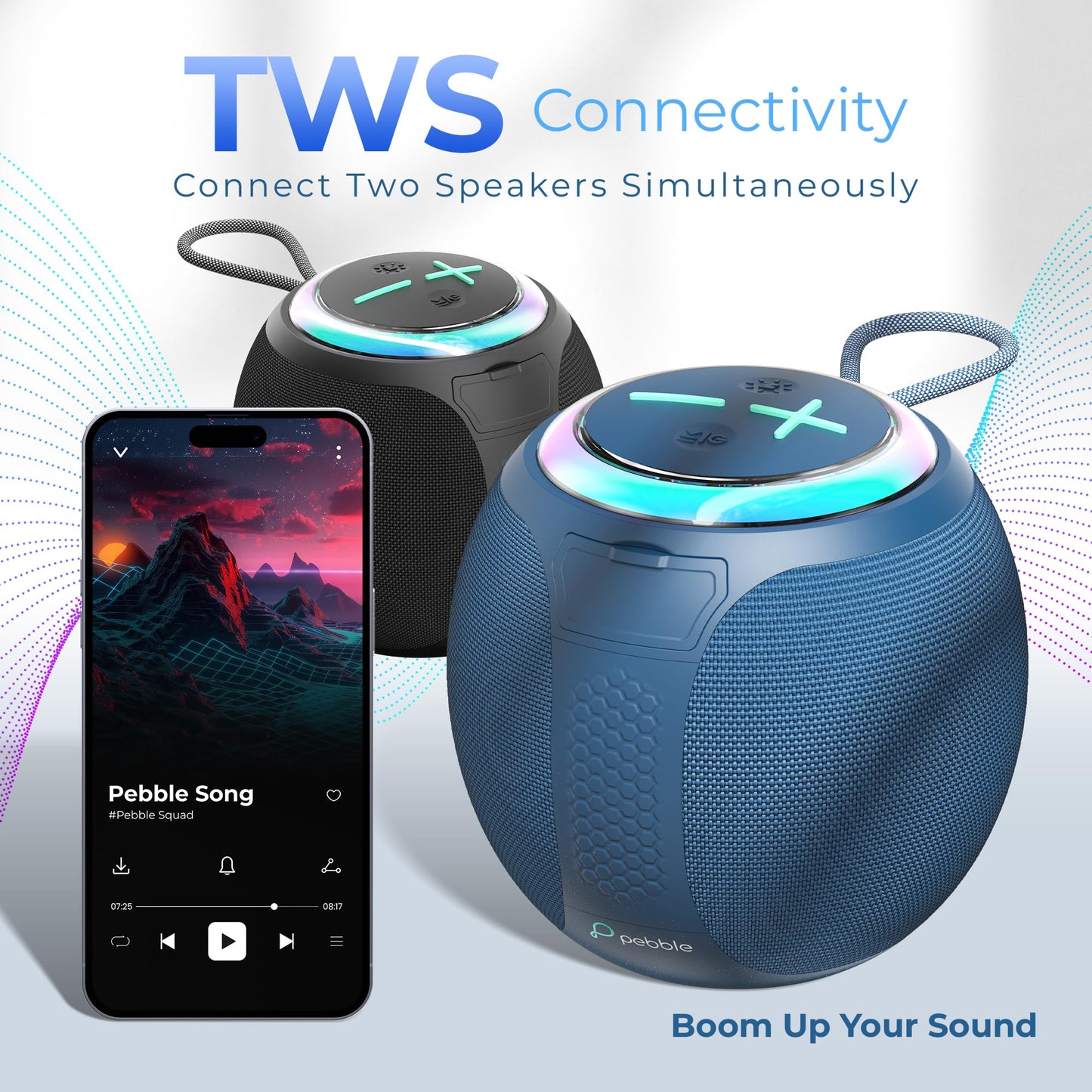 Pebble Boom 8W Bluetooth Speaker | Deep Bass | RGB LED | Bluetooth 5.3 | Voice Assistant | TWS Connectivity | 6 Hours Battery | Stylish Premium Design - Itsmygadgets