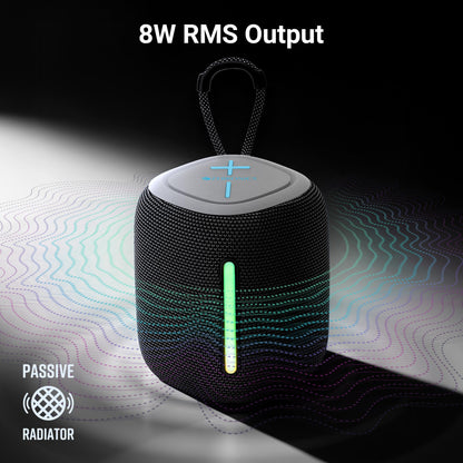 ZEBRONICS Sonic POD 22, Portable Bluetooth Speaker, 8 Watts, Upto 12 Hours Playback, Passive Radiator, BTv5.3 | TWS | USB | mSD, RGB LED, Call Function, Carry Loop (Gray) - Itsmygadgets