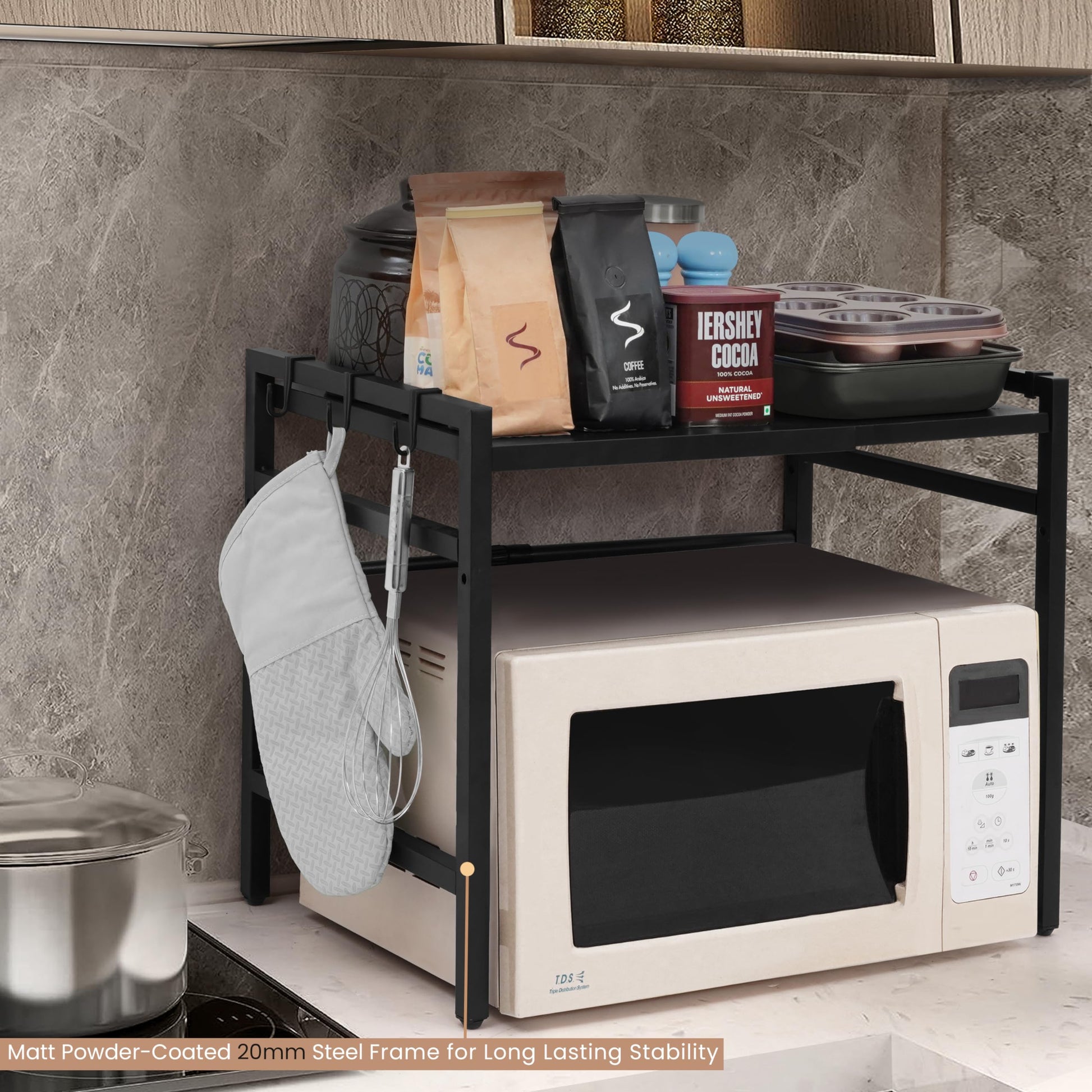 About Space Kitchen Storage Rack-Expandable & Height Adjustable Microwave Stand - Itsmygadgets