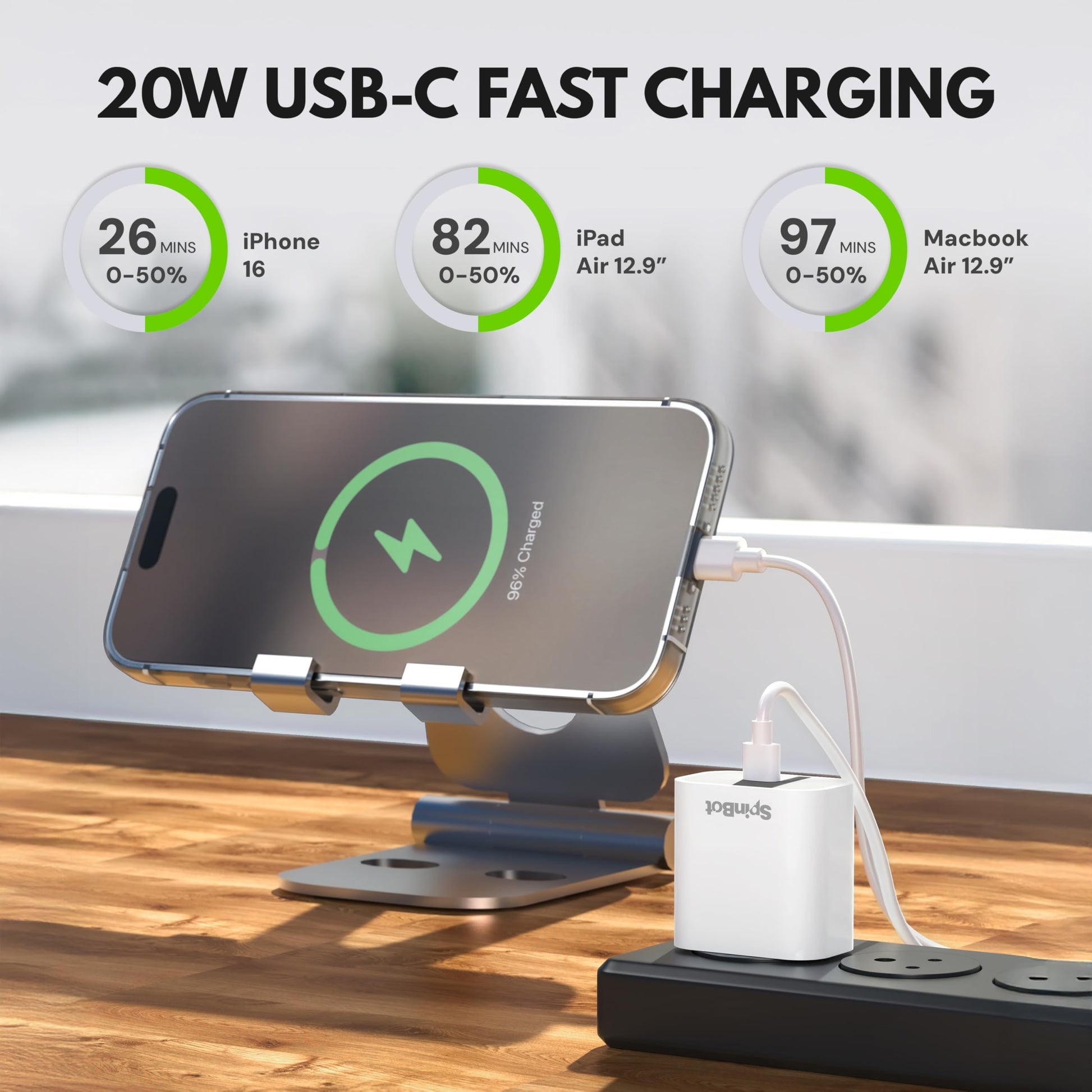 SpinBot 20W Type-C Mobile Charger for Android, iPhone 16/16 Plus/16 Pro/16 Pro Max - Itsmygadgets