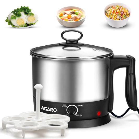 AGARO Esteem Electric Multi Kettle 1.2L, 600W, with Stainless Steel Body, Egg Rack - Itsmygadgets
