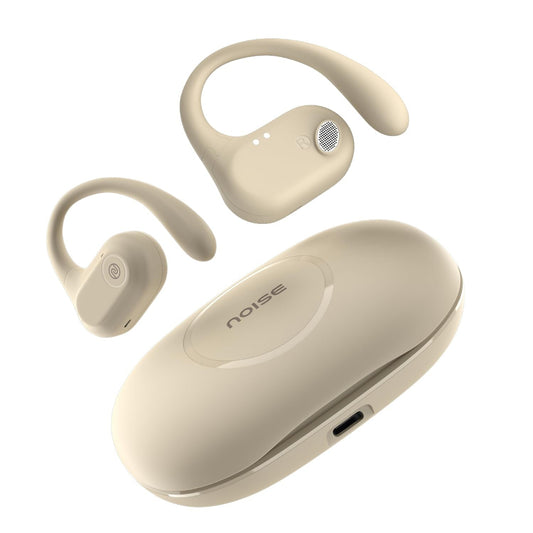 Noise Pure Pods Wireless Open Ear Earbuds with AirWave™ Technology,Up-to 80H Playtime,Quad Mic with ENC,16mm Neodymium Dynamic Driver,Detachable Pure Band,BTv5.3 (Zen Beige) - Itsmygadgets