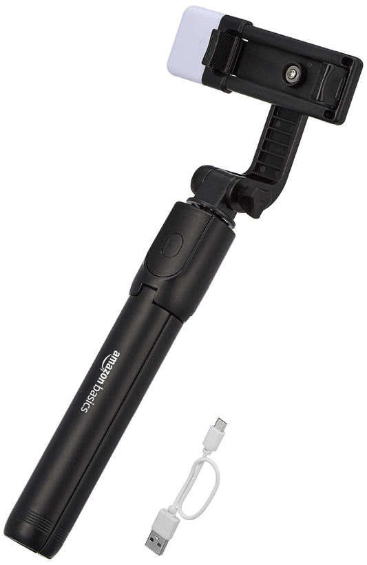 Amazon Basics Bluetooth Extendable Selfie Sticks with Wireless Remote, Light & Tripod Stand - Itsmygadgets