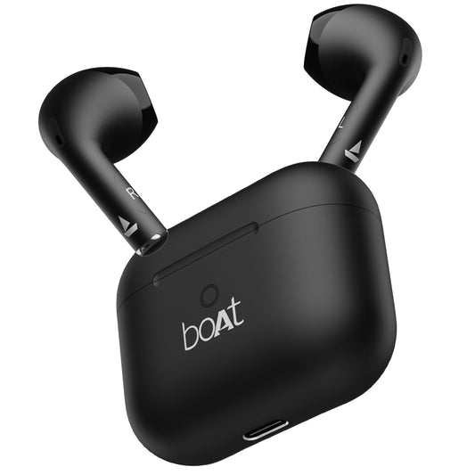 Boat Airdopes Joy, 35Hrs Battery, Fast Charge, IWP Tech, Low Latency, 2Mic ENx, Type-C Port, v5.3 Bluetooth Earbuds, TWS Ear Buds Wireless Earphones with mic(Jet Black) - Itsmygadgets