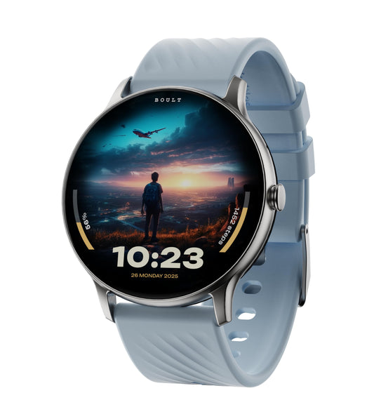 Boult Dire Smartwatch 1.38'' 2.5D Curved HD Display, BT Calling, 500 Nits Brightness, IP67, 250+ Watchfaces, 120+ Sports Modes, AI Voice Assistant, SpO2 Monitoring (Blue) - Itsmygadgets