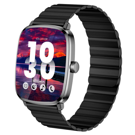 CELLECOR M10 Vision 2.01" Super-Retina Amoled Display | 1200 NITS | AOD | BT-Calling | AI Voice | 60Hz Refresh Rate | IP68 | Rotating Crown | SmartWatch (Black) - Itsmygadgets