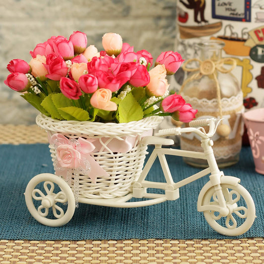TIED RIBBONS Cycle Shape Flower Vase with Peonies Bunches for Home Decor Center Table - Itsmygadgets