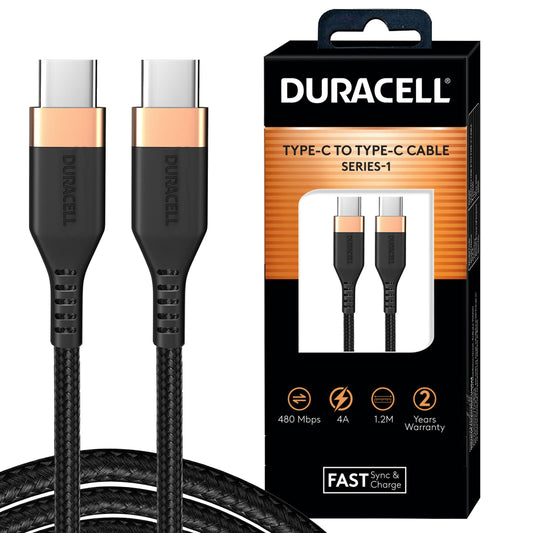 Duracell Usb Type C To Type C USB Cable 4A(60W) Braided Sync& Charging Cable - Itsmygadgets