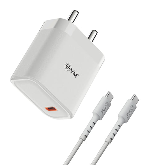 EVM 25W Mobile Charger - Type C Cable Included - Compact Charging Adaptor - Itsmygadgets