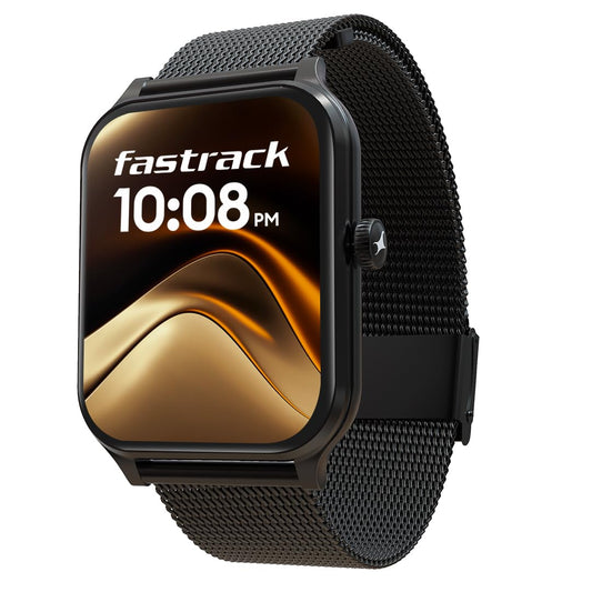 Fastrack New Limitless Classic|Large 1.91" Super UltraVU Display|Functional Crown|Highest 320x385 Pixel Resolution|SingleSync BT Calling|100+ Sports Modes|Metal Case Premium Smartwatch - Black Mesh - Itsmygadgets
