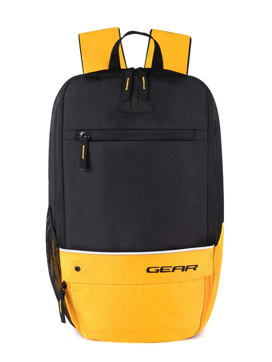 Gear SUPERIOR XL 17L Samll Water Resistant School Bag/Casual 4 Compartment Backpack/College Bag/Sports Bag with Shoe Compartment for Men/Women (Black-Yellow) - Itsmygadgets