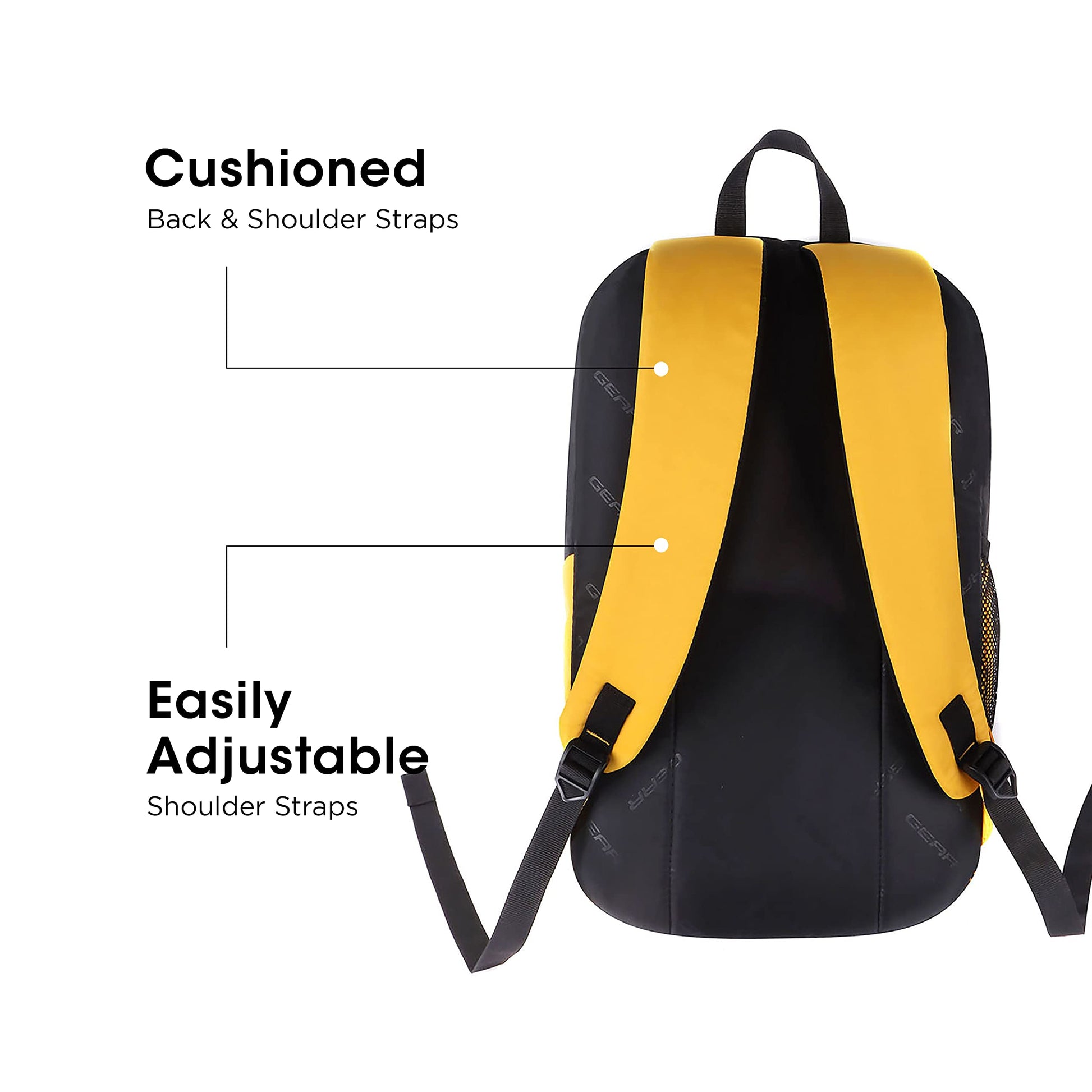 Gear SUPERIOR XL 17L Samll Water Resistant School Bag/Casual 4 Compartment Backpack/College Bag/Sports Bag with Shoe Compartment for Men/Women (Black-Yellow) - Itsmygadgets