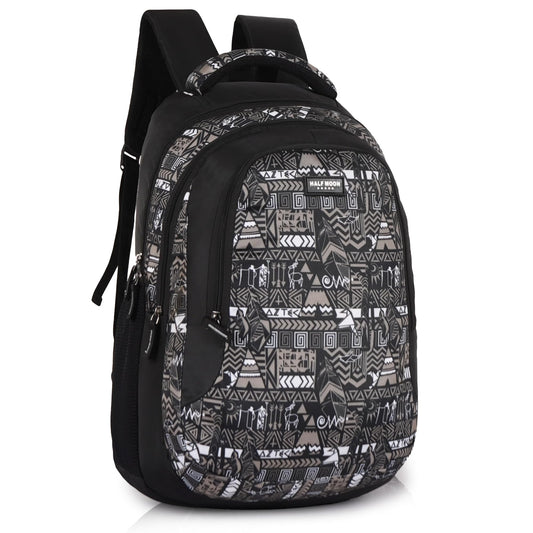 Half Moon Wild Class 5-12 School Bag for Boys Girls | Laptop Bagpack Backpack for Men Women | 3 Zips Stylish And Trendy College Bags for Students (Black and Grey) - Itsmygadgets