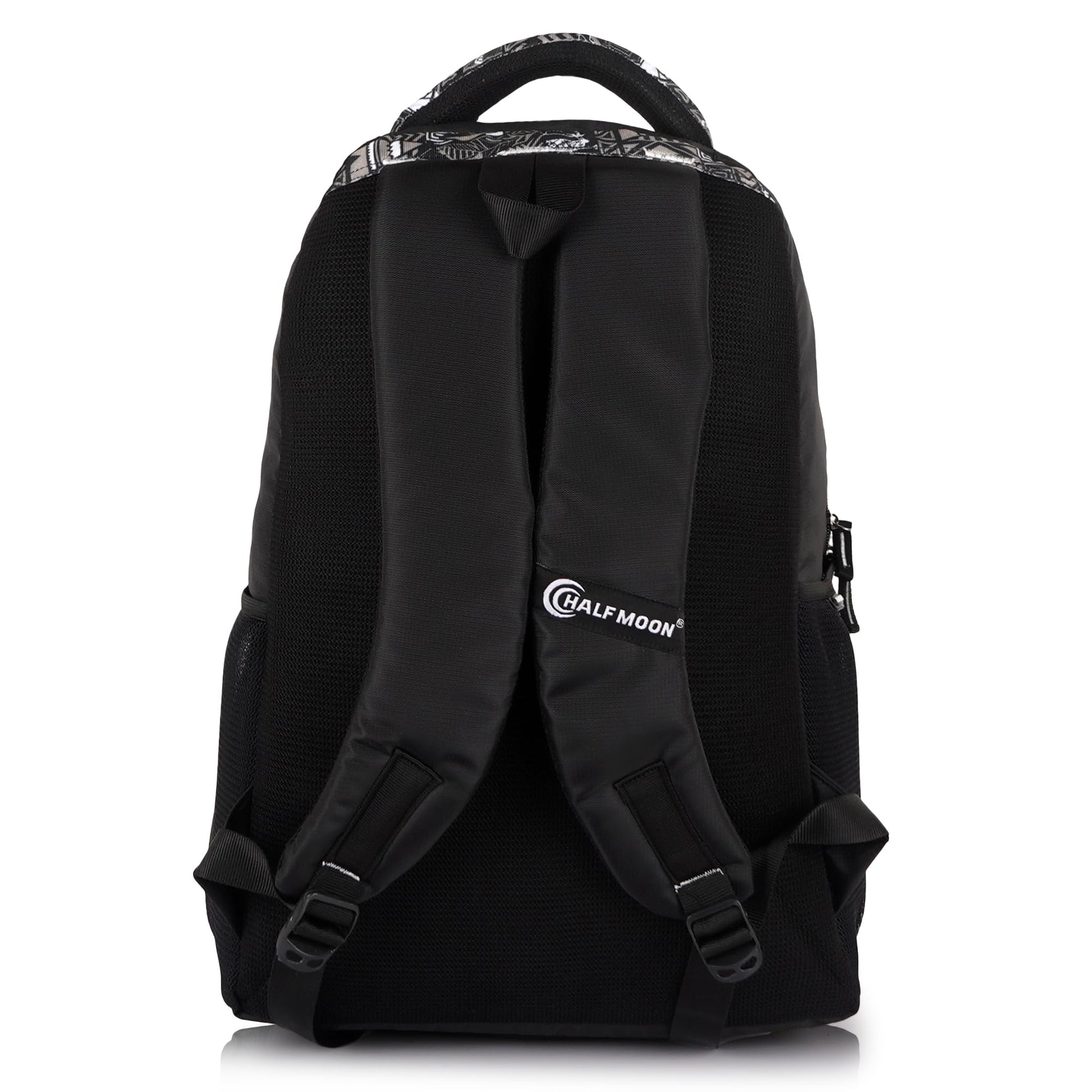 Half Moon Wild Class 5-12 School Bag for Boys Girls | Laptop Bagpack Backpack for Men Women | 3 Zips Stylish And Trendy College Bags for Students (Black and Grey) - Itsmygadgets
