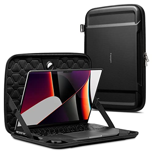 Spigen Rugged Armor Pro Hard Shell Protective Laptop Sleeve Compatible with New MacBook Pro 14 inch M3 / M3 Pro / M3 Max (2023) and M2 Pro / M2 Max A2779 (2023) / M1 Pro / M1 Max A2442 (2021) - Black - Itsmygadgets