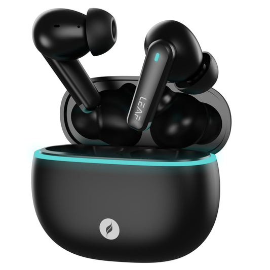 Leaf Buds X121 True Wireless Earbuds AI Sound App, 30H Playtime, Quad Mic with ENC, 50ms Low Latency, Fast Charging(10min=200min), 10mm Driver, IPX5, Bluetooth v5.4 TWS (Carbon Black) - Itsmygadgets