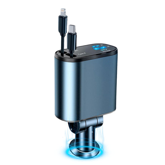 MELLSHA Retractable Car Charger, 100W 4-in-1 Super Fast Charge Car Mobile Charger - Itsmygadgets