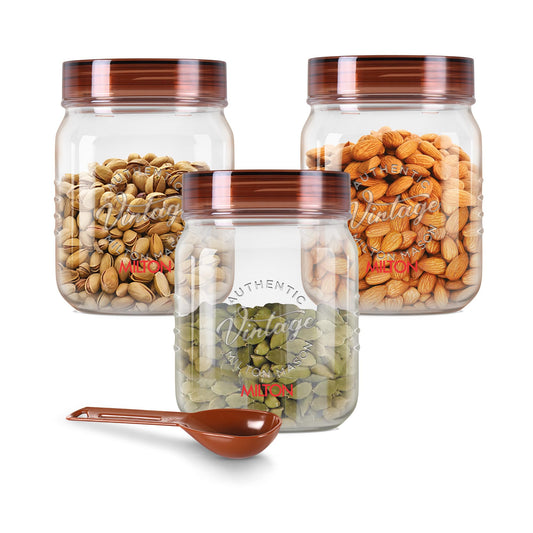 MILTON Vintage Airtight Containers with Spoons for Kitchen Storage, Food Grade Plastic - Itsmygadgets