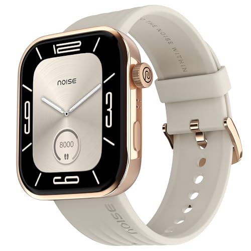 Noise Colorfit Pro 5 Smart Watch 1.85" AMOLED Display, BT Calling, New DIY Watch Faces, Smart Dock Design, Emergency SOS Tech, Emoji Support, 5X Faster Data Transfer, Instacharge?? (Starlight Gold) - Itsmygadgets