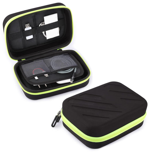 GadgetBite Portable Pouch for Electronic Accessories USB Cables, Power Bank, Battery, Portable Hard Drive, SD Memory Card, Earphones, Travel Gadgets Travel Friendly Case(Black&Green) - Itsmygadgets