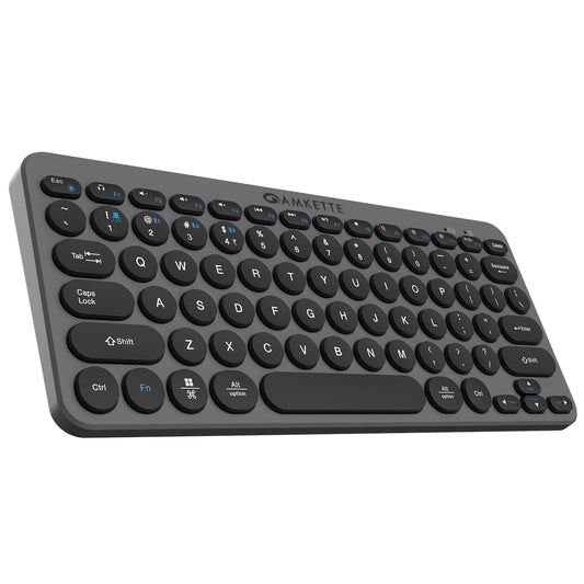 Amkette New and Improved Optimus BT 4 in 1 Multi Device Wireless Keyboard/Bluetooth Keyboard | One Click Device Switching and AI Access for Windows, MacOs, Android and iOS, Dual OS Layout (Grey) - Itsmygadgets