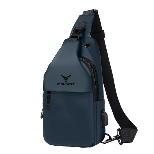 REDHORNS Waterproof Crossbody Chest Bag for Men and Women Fashion Sling Bag With Adjustable Shoulder Strap, Multipurpose Cross Body Backpack with 4 Pockets, USB Charging Port and Earphone Hole - Itsmygadgets