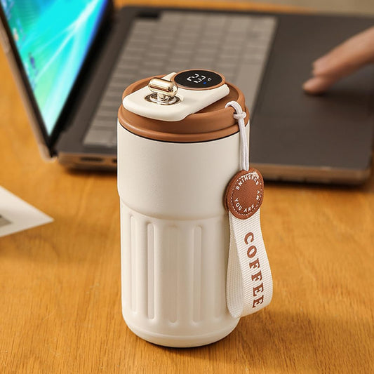 JUGTE Coffee Mug Cup Digital Display, Thermos Flasks, 460 ml, 316 Stainless Steel Travel Mug - Itsmygadgets