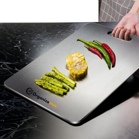 OrganizeMee Large Stainless Steel Cutting Board for Kitchen - Premium Vegetable and Fruit Cutter - Itsmygadgets