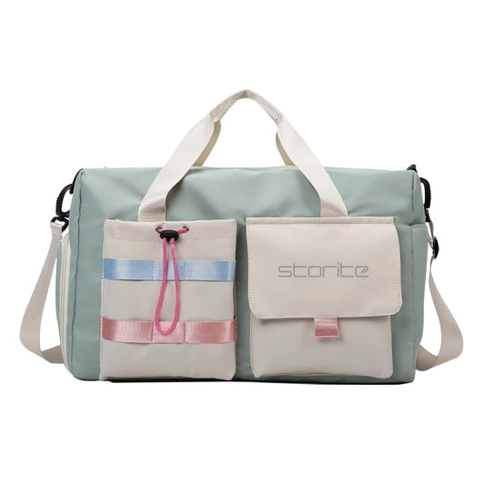 Storite Nylon 44 cms Imported Travel Duffle Bag Multi- Pocket Sports Shoulder Bag for Women with Wet Pocket & Shoe Compartment Weekender Overnight Travel Luggage Bag (Pista Green -44cmX31cmX17cm) - Itsmygadgets