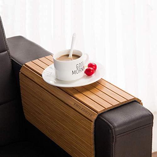 SMILEDRIVE Wooden Sofa Armrest Clip-On Tray, Round, 19.05 cm Diameter, Natural Wood - Itsmygadgets