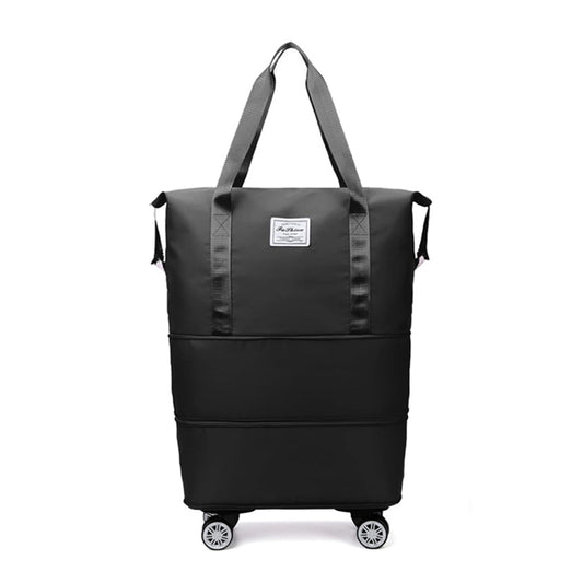 Duffle Bag Expandable Foldable Bag and Handle for Travel Rolling Luggage Bag Carry on Duffel Bag Travel Bag Large Weekend Bag Travel Bag (Wheels, Black Large 80Cm). - Itsmygadgets