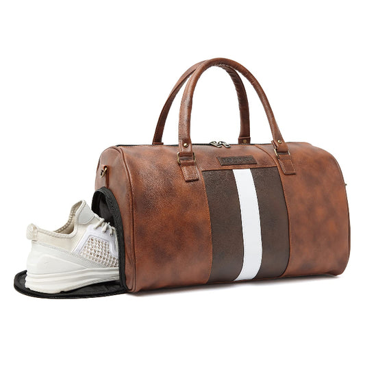 Fur Jaden Weekender Travel Duffle Bag with Separate Shoe/Laundry Compartment for Men & Women Made of Vegan Leather - Itsmygadgets