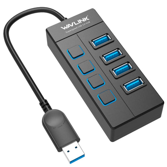 WAVLINK 4-Port USB Hub 2.0/3.0 Splitter for MacBook Pro/Air, Aluminum Multiports USB Expander, Ultra Slim Portable Data Adapter Compatible with Windows/Mac/Android/Linux - Itsmygadgets