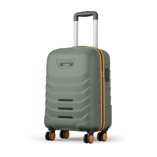 Safari Crescent 8 Wheels 56cm Small Cabin Trolley Bag Hard Case Polycarbonate 360 Degree Wheeling System Luggage, Travel Bag, Suitcase for Travel, Trolley Bags for Travel, Thyme Green - Itsmygadgets