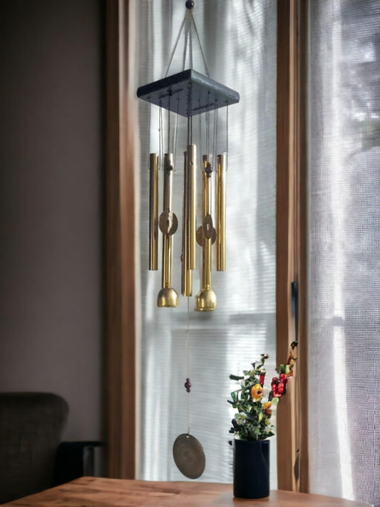 Paradigm Pictures Home Decoration Items Wind Chimes for Home (Golden,Pipe & Hanging Bells) - Itsmygadgets