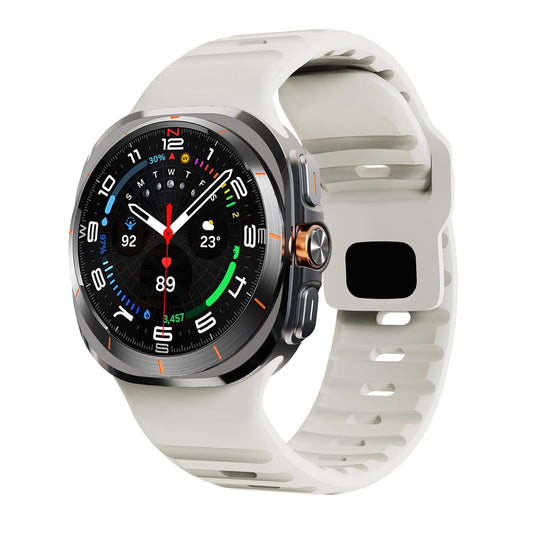 No Gap Band Compatible with Samsung Galaxy Watch Ultra Strap Silicone Soft Wristband Sport Replacement Strap Men Women (Starlight/No Watch) - Itsmygadgets