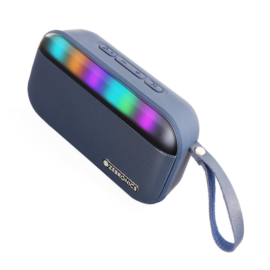 ZEBRONICS County 7 Portable Bluetooth Speaker, 8 Watts, Upto 8 Hours Playback, Passive Radiator, BTv5.3 | mSD | TWS | USB, RGB LED, Call Function, Carry Loop (Blue) - Itsmygadgets