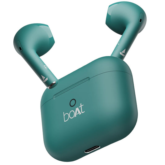 boAt Airdopes Joy, 35Hrs Battery, Fast Charge, IWP Tech, Low Latency, 2Mic ENx, Type-C Port, v5.3 Bluetooth Earbuds, TWS Ear Buds Wireless Earphones with mic(Dark Cyan) - Itsmygadgets
