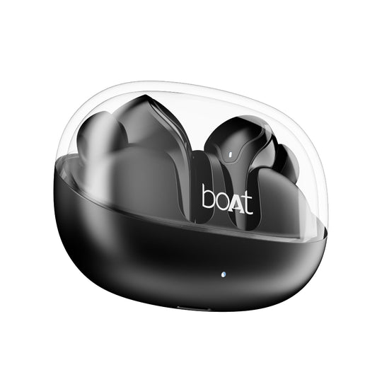 boAt Airdopes 311 Pro, 50HRS Battery, Fast Charge, Dual Mics ENx Tech, Transparent LID, Low Latency, IPX4, IWP Tech, v5.3 Bluetooth Earbuds, TWS Ear Buds Wireless Earphones with mic (Active Black) - Itsmygadgets